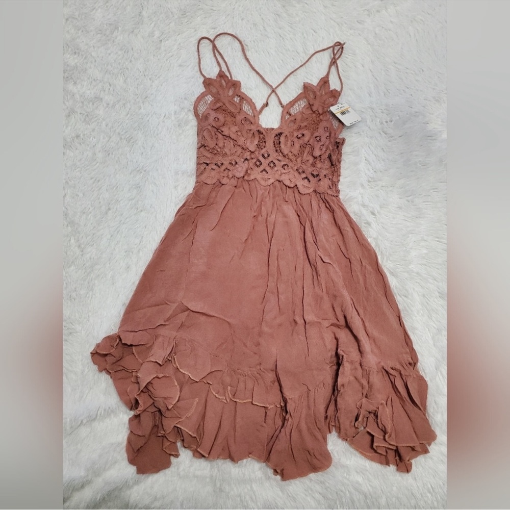 NWT Free People FP Adella Slip Rose Mini Dress Small